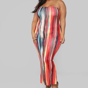 Fashion Nova 2x Strapless Maxi Dress